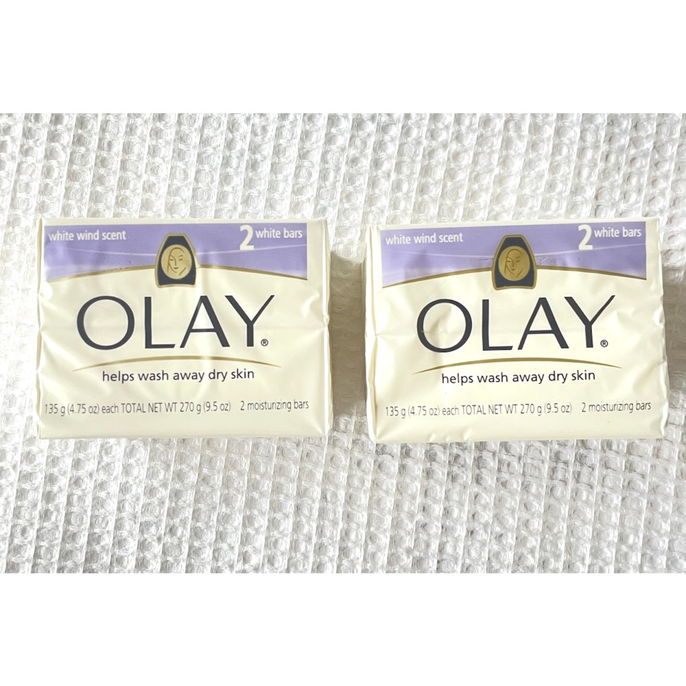 Vintage Olay 4 Bars Total Moisturizing White Wind Scent Soap New Sealed 4.75 oz